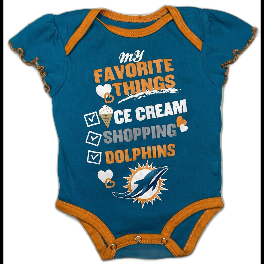 Miami Dolphins Baby Girl's Bodysuit 0/3M Newborn Cotton Florida NFL Team Apparel
